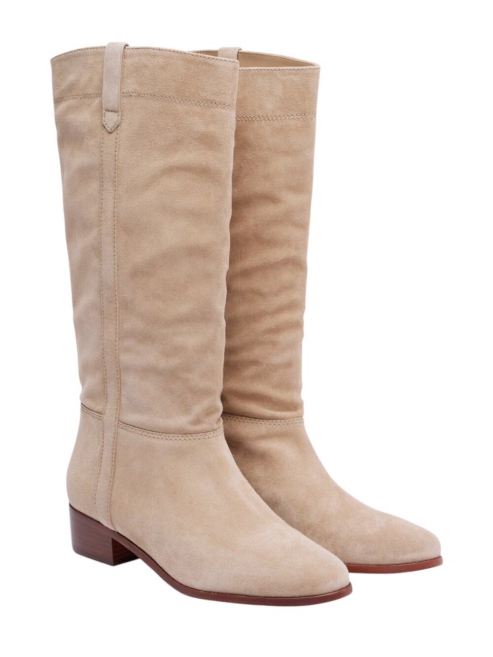 NWT Veronica Beard Beige Mid-Calf Boots Suede Leather Dwyer Size 7.5